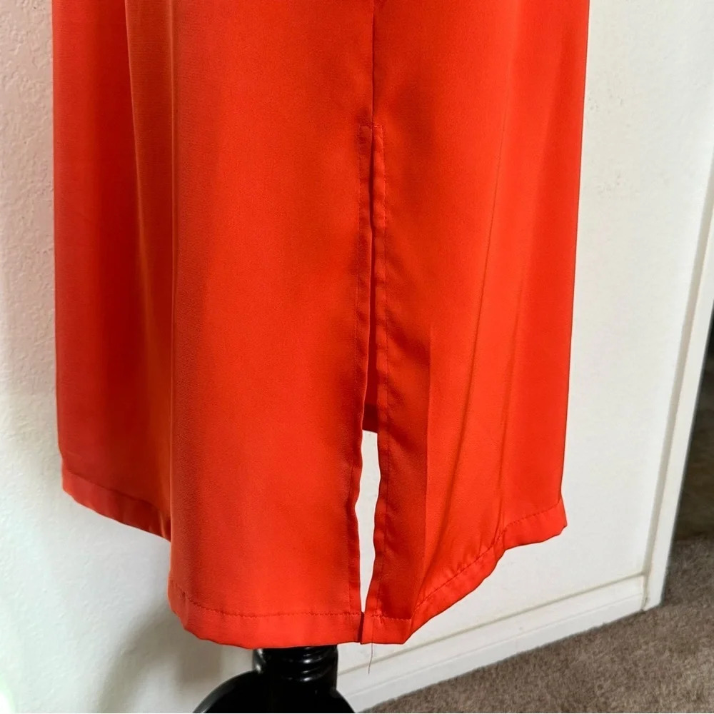 Boho Satin Slip Dress Orange V-Neck Medium Summer Beach 🔥 - Picture 8 of 11
